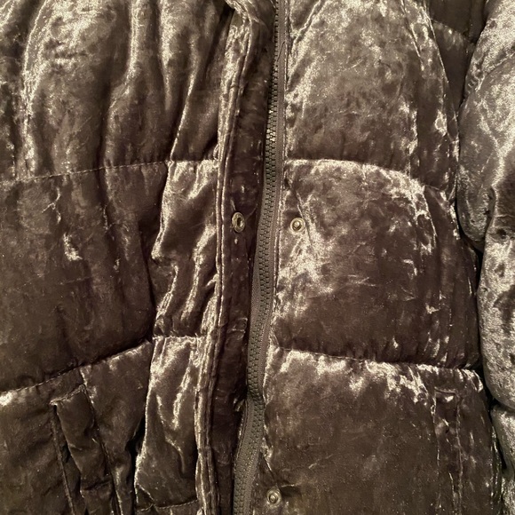 Ci Sono Velvet Gray Winter Jacket with Pink Faux Fur Collar - Picture 4 of 4